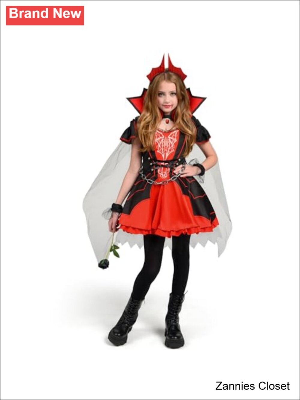👻 Spooktacular Creations Girls Vampire Costume Dress Cape Necklace Headband